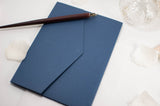 luxuryweddinginvitationsbycombossa Pocketfold Wedding Invitation Calligraphy Wedding Invitation in Navy Blue Pocketfold