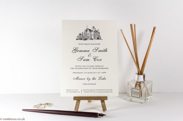 luxuryweddinginvitationsbycombossa Letterpress Wedding Invitations Letterpress Wedding Invitation, Manor by the Lake, Cheltenham