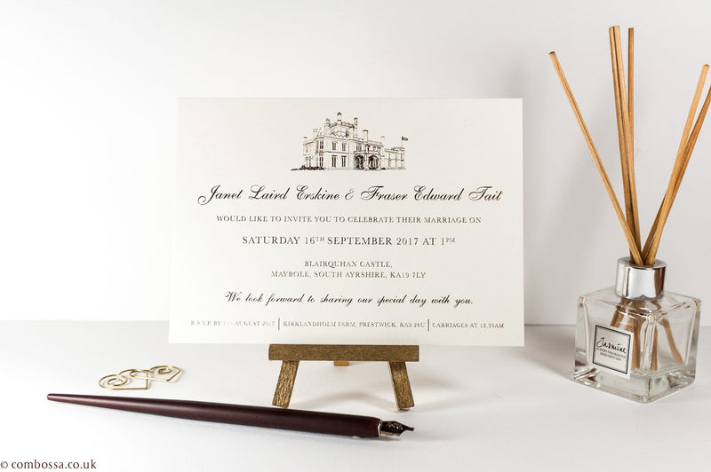 luxuryweddinginvitationsbycombossa Embossed Wedding Invitation Embossed Wedding Invitation, Blairquhan Castle