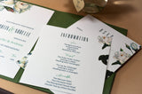 Modern Botanical Pocketfold Wallet Wedding Invitation