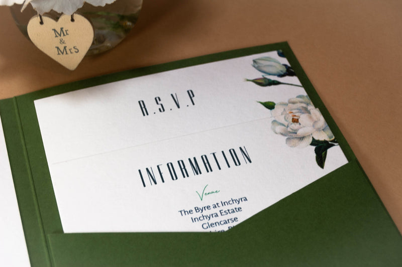 Modern Botanical Pocketfold Wallet Wedding Invitation