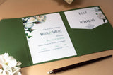 Modern Botanical Pocketfold Wallet Wedding Invitation
