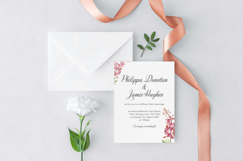 luxuryweddinginvitationsbycombossa HD Printed Wedding Invitations Pink Botanical Wedding Invitation, HD Digital Print