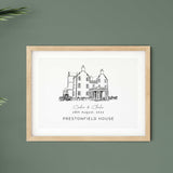 Prestonfield House Hotel, Personalised Wedding Venue Illustration Print.
