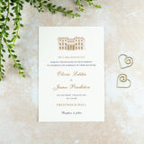 Prestwold Hall Wedding Invitation, Wedding Venue Illustration