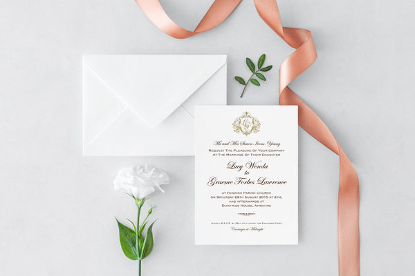 luxuryweddinginvitationsbycombossa HD Printed Wedding Invitations Rococo Monogram Wedding Invitation, HD Digital Print