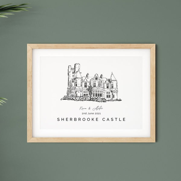 Personalised Wedding Venue Print - Sherbrooke Castle
