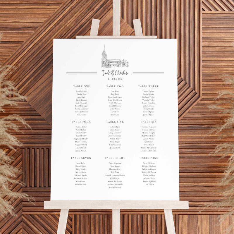 St. Peter's Cathedral, Wedding Table and Seating Plan