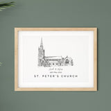 St. Peter's Church, Personalised Wedding Venue Illustration Print.