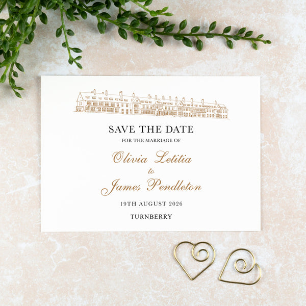 Turnberry Hotel, Save the Date Card, Wedding Venue Illustration