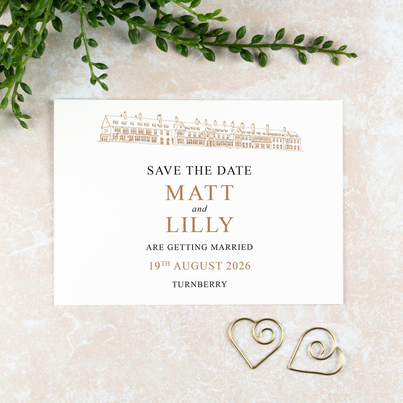 Turnberry Hotel, Save the Date Card, Wedding Venue Illustration