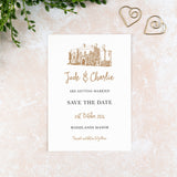 Woodland Manor, Save the Date Card, Wedding Venue Illustration