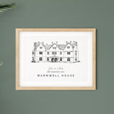 Warmwell House, Personalised Wedding Venue Illustration Print.
