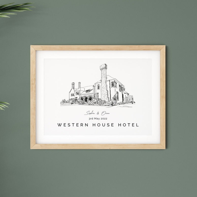 Personalised Wedding Venue Print - Western House Hotel