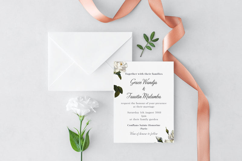 luxuryweddinginvitationsbycombossa HD Printed Wedding Invitations White Rose Wedding Invitation, HD Digital Print