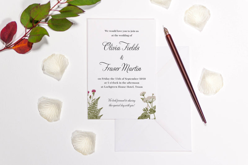 Wild Fern Botanical Wedding Invitation, HD Digital Print